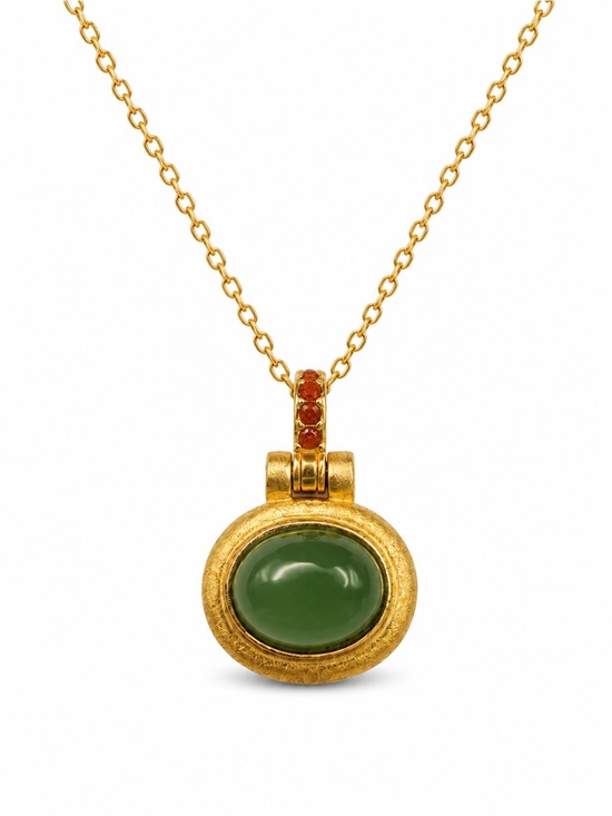 Venus and Vulcan Jewelry - #P22 Jade Oval Pendant